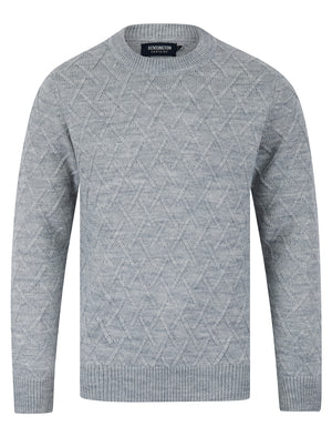 Waddingham Wool Mix Cable Knit Crew Neck Jumper in Light Silver Marl - Kensington Eastside