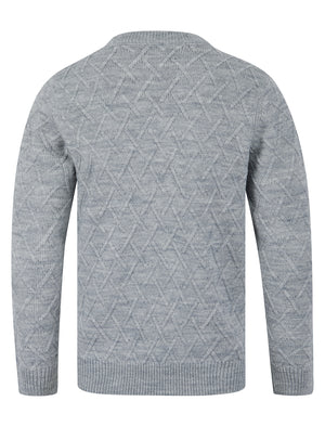 Waddingham Wool Mix Cable Knit Crew Neck Jumper in Light Silver Marl - Kensington Eastside