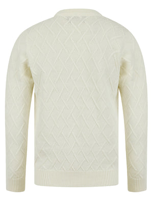 Waddingham Wool Mix Cable Knit Crew Neck Jumper in Winter Whiete - Kensington Eastside