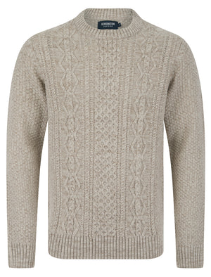 Goldstein Wool Blend Chunky Cable Knitted Jumper in Natural Twist - Kensington Eastside