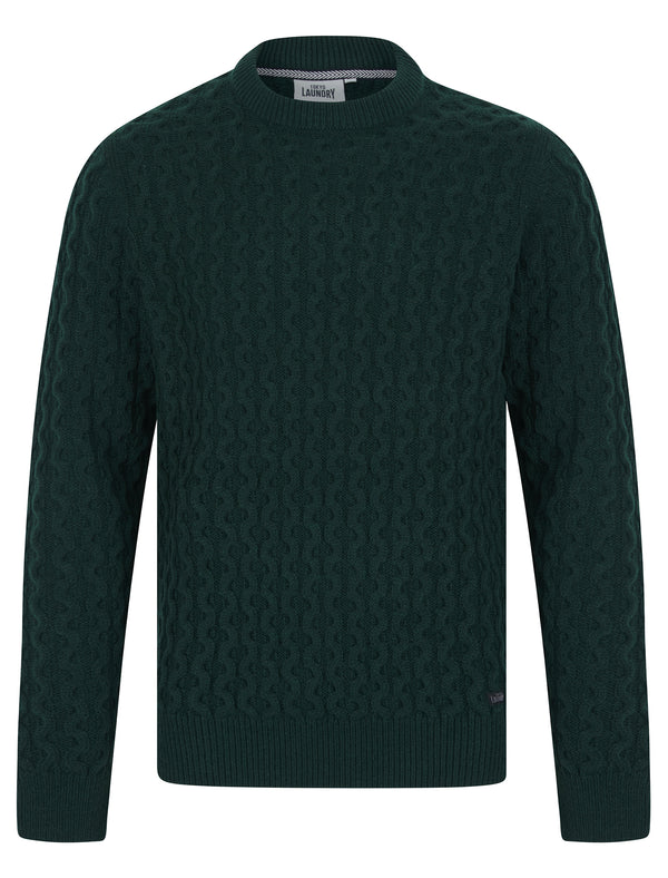 Nonso Wool Blend Chunky Cable Knitted Jumper in Evergreen - Tokyo Laundry