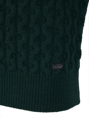 Nonso Wool Blend Chunky Cable Knitted Jumper in Evergreen - Tokyo Laundry