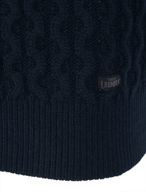 Nonso Wool Blend Chunky Cable Knitted Jumper in Ink - Tokyo Laundry