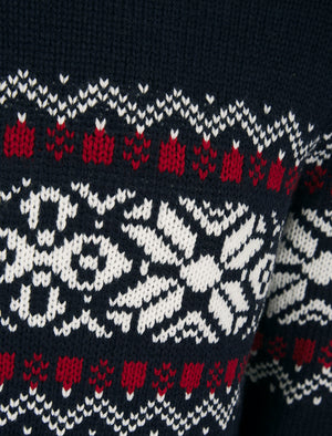 Raja Chunky Nordic Fairisle Design Knitted Jumper in Ink - Tokyo Laundry