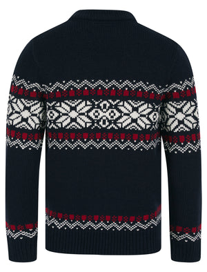 Raja Chunky Nordic Fairisle Design Knitted Jumper in Ink - Tokyo Laundry