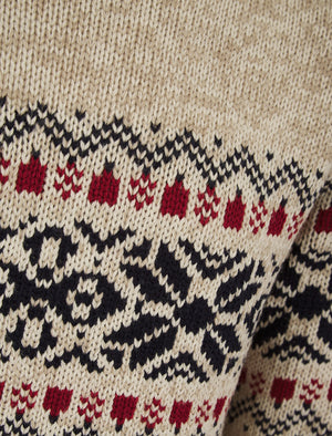 Raja Chunky Nordic Fairisle Design Knitted Jumper in Natural Twist - Tokyo Laundry