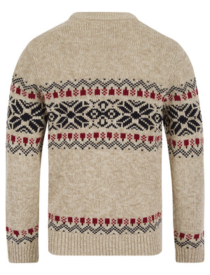 Raja Chunky Nordic Fairisle Design Knitted Jumper in Natural Twist - Tokyo Laundry