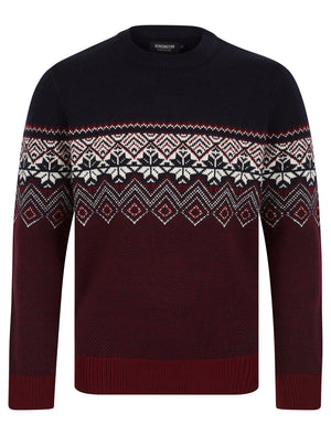 Howe Nordic Fair Isle Design Knitted Crew Neck Jumper in Ink - Kensington Eastside