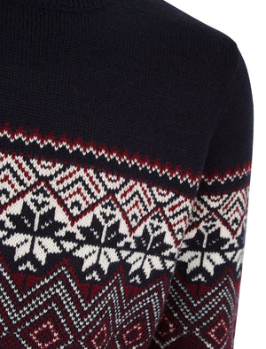 Howe Nordic Fair Isle Design Knitted Crew Neck Jumper in Ink - Kensington Eastside