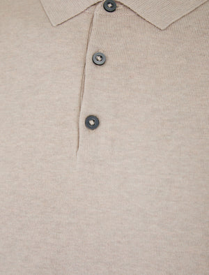 Bokinni Long Sleeve Knitted Cotton Polo Shirt in Stone Marl - Kensington Eastside