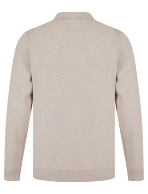 Bokinni Long Sleeve Knitted Cotton Polo Shirt in Stone Marl - Kensington Eastside