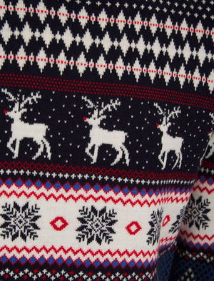 Men's Milat Jacquard Nordic Fair isle Christmas Jumper in Ink - Merry Christmas