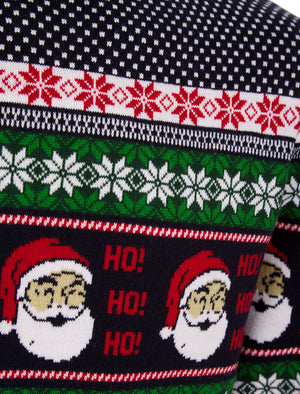 Men's Abie Wrapping Paper Pattern Novelty Knitted Christmas Jumper in Ink - Merry Christmas