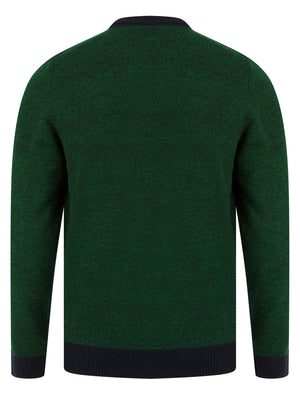 Men's Christmas Mountain Motif Novelty Christmas Jumper in Christmas Green / Ink Twist - Merry Christmas