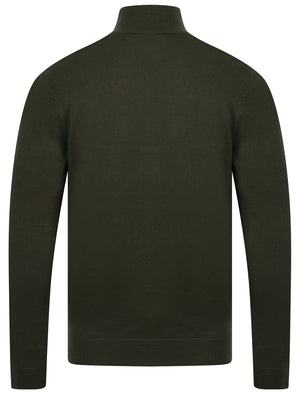 Redwood 2 Half Zip Neck Cashmilon Knit Jumper in Amazon Khaki - Kensington Eastside