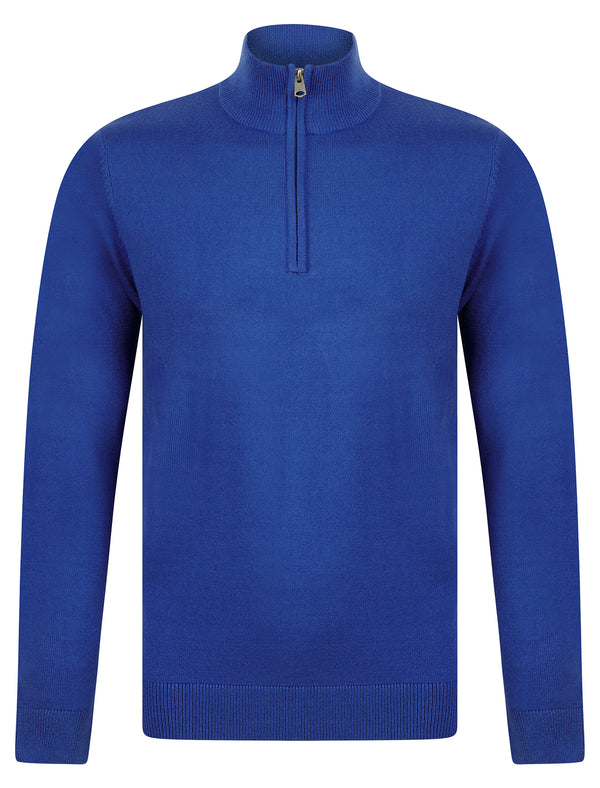 Redwood 2 Half Zip Neck Cashmilon Knit Jumper in Amparo Blue - Kensington Eastside
