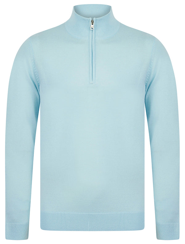 Redwood 2 Half Zip Neck Cashmilon Knit Jumper in Ice Water - Kensington Eastside