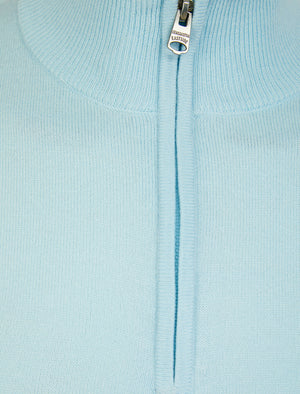 Redwood 2 Half Zip Neck Cashmilon Knit Jumper in Ice Water - Kensington Eastside