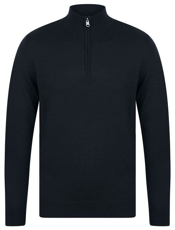 Redwood 2 Half Zip Neck Cashmilon Knit Jumper in Ink - Kensington Eastside