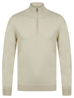 Redwood 2 Half Zip Neck Cashmilon Knit Jumper in Rainy Day Beige - Kensington Eastside