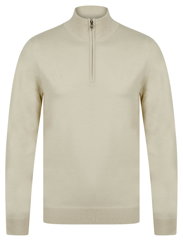 Redwood 2 Half Zip Neck Cashmilon Knit Jumper in Rainy Day Beige - Kensington Eastside
