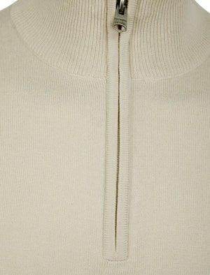 Redwood 2 Half Zip Neck Cashmilon Knit Jumper in Rainy Day Beige - Kensington Eastside