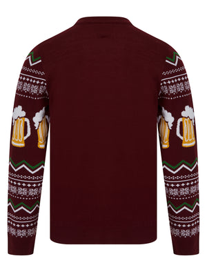 Men's Most Wonderful Novelty Knitted Christmas Jumper in Claret - Merry Christmas