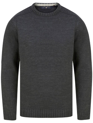 Dustin Knitted Crew Neck Jumper in Dark Grey Marl - Tokyo Laundry