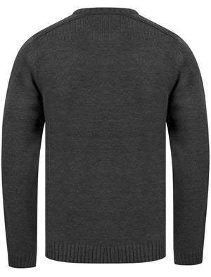 Dustin Knitted Crew Neck Jumper in Dark Grey Marl - Tokyo Laundry