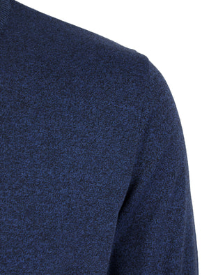 Barney 2 Crew Neck Birdseye Pique Jumper in Blue - Kensington Eastside