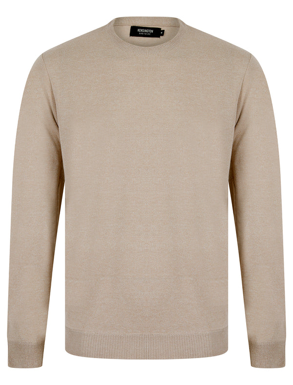 Barney 2 Crew Neck Birdseye Pique Jumper in Stone - Kensington Eastside