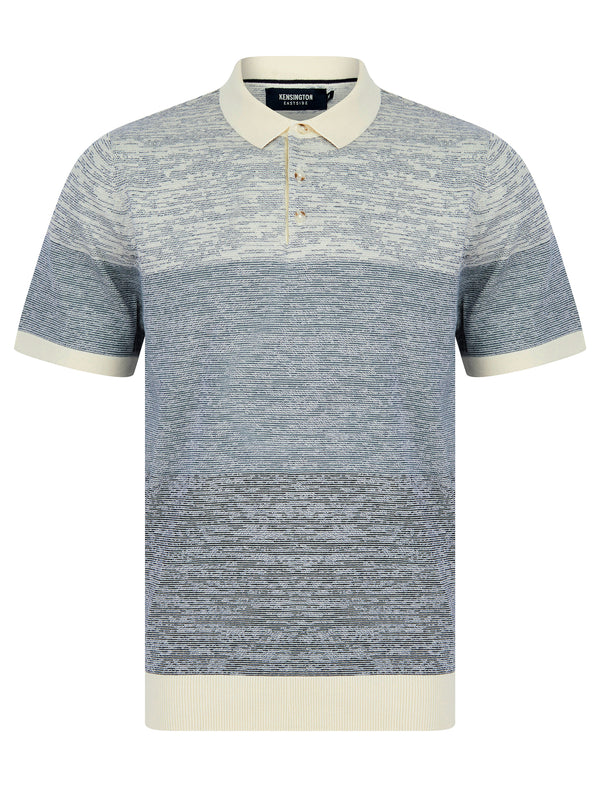Cresswell Colour-Block Stripe Jersey Cotton Polo Shirt in Blue - Kensington Eastside