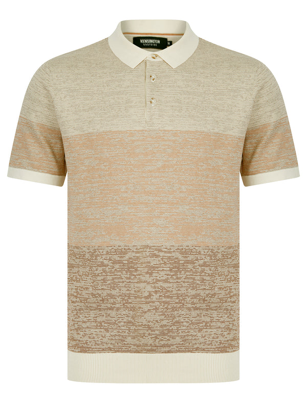 Cresswell Colour-Block Stripe Jersey Cotton Polo Shirt in Mocha Mousse - Kensington Eastside