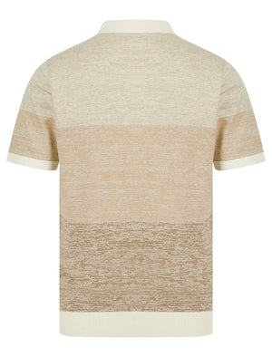 Cresswell Colour-Block Stripe Jersey Cotton Polo Shirt in Mocha Mousse - Kensington Eastside