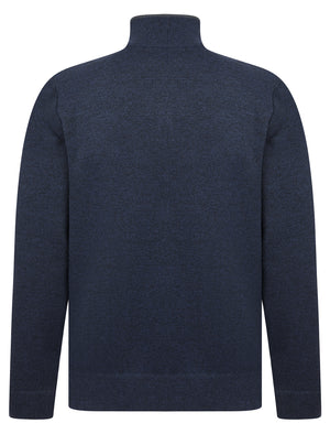 Denzel Knit Lined Quarter Zip Funnel Neck Knitted Jumper in Blue - Kensington Eastside