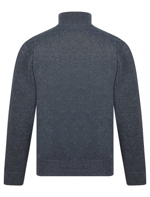 Denzel Knit Lined Quarter Zip Funnel Neck Knitted Jumper in Grey - Kensington Eastside