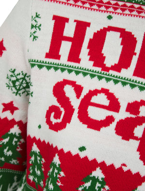 Men's Holiday Season Jacquard Nordic Fair Isle Christmas Jumper in George Red - Merry Christmas