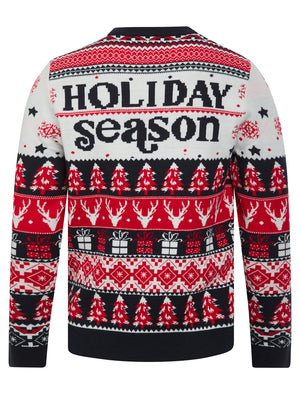Men's Holiday Season Jacquard Nordic Fair Isle Christmas Jumper in Ink - Merry Christmas