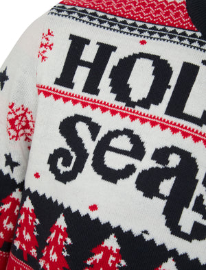 Men's Holiday Season Jacquard Nordic Fair Isle Christmas Jumper in Ink - Merry Christmas