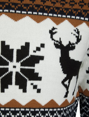 Men's Nordic Jacquard Fair Isle Festive Knitted Christmas Jumper in Ink - Merry Christmas