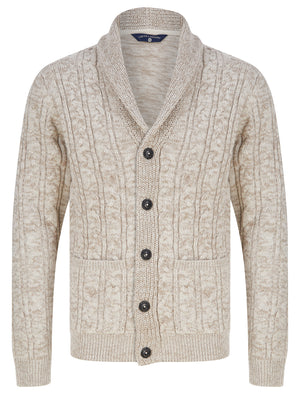 Manji 2 Chunky Cable Knitted Cardigan with Shawl Collar in Natural Twist - Tokyo Laundry
