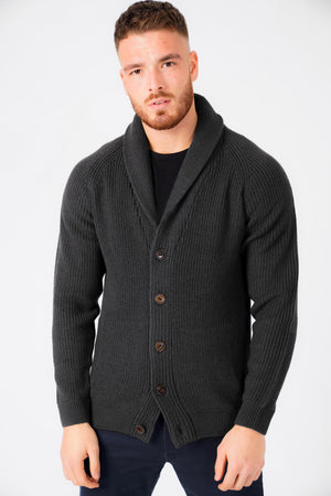 Hatton 2 Soft Knit Shawl Neck Cardigan in Charcoal - Tokyo Laundry