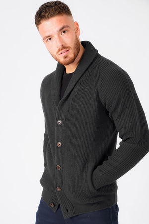 Hatton 2 Soft Knit Shawl Neck Cardigan in Charcoal - Tokyo Laundry
