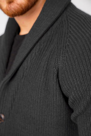 Hatton 2 Soft Knit Shawl Neck Cardigan in Charcoal - Tokyo Laundry