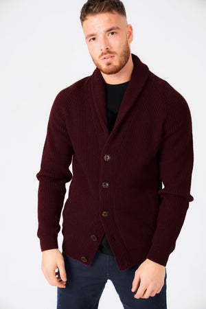 Hatton 2 Soft Knit Shawl Neck Cardigan in Claret - Tokyo Laundry