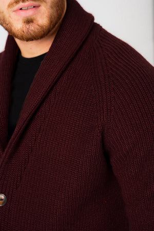 Hatton 2 Soft Knit Shawl Neck Cardigan in Claret - Tokyo Laundry