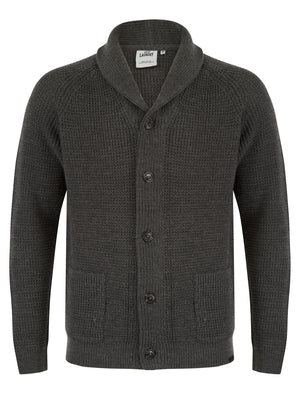 Anozie Soft Knit Wool Blend Shawl Neck Cardigan in Dark Grey Marl - Tokyo Laundry