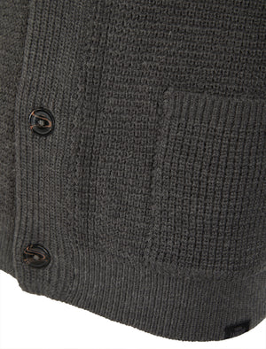 Anozie Soft Knit Wool Blend Shawl Neck Cardigan in Dark Grey Marl - Tokyo Laundry