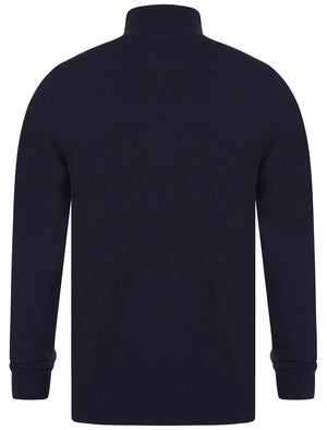 Scattering Zip Through Funnel Neck Knitted Cardigan in Dark Navy - Kensington Eastside