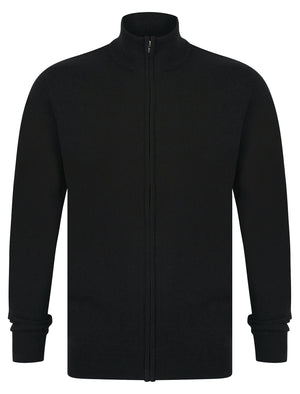 Scattering Zip Through Funnel Neck Knitted Cardigan in Black - Kensington Eastside